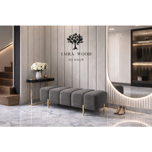 Pufa Bubble tapicerowana – nowoczesna pufa premium – nogi złote / czarne / srebrne